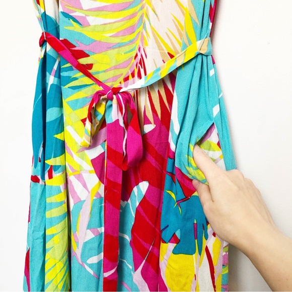 N Natori Bora Bora Tank Dress Aqua Blue Tropical Floral Medium NWT - Picture 7 of 15